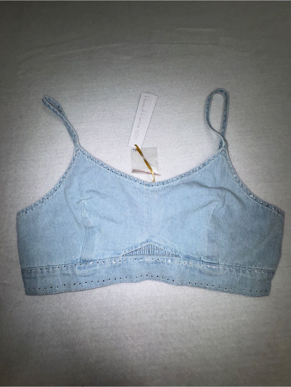 House of Harlow 1960 Light Blue Denim Bralette/crop top